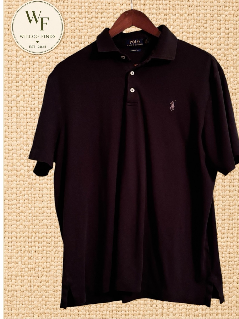 Polo Ralph Lauren Men’s L Classic Fit Black Short Sleeve Polo Shirt Gray Horse